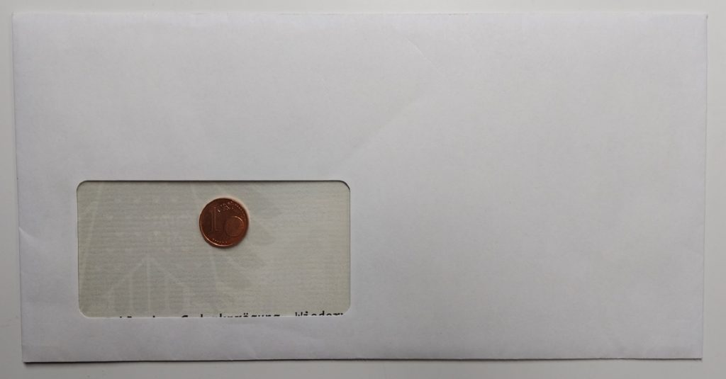 SV-Dialogmethode svBlog ohne Adresse mit einer 1 Cent Münze