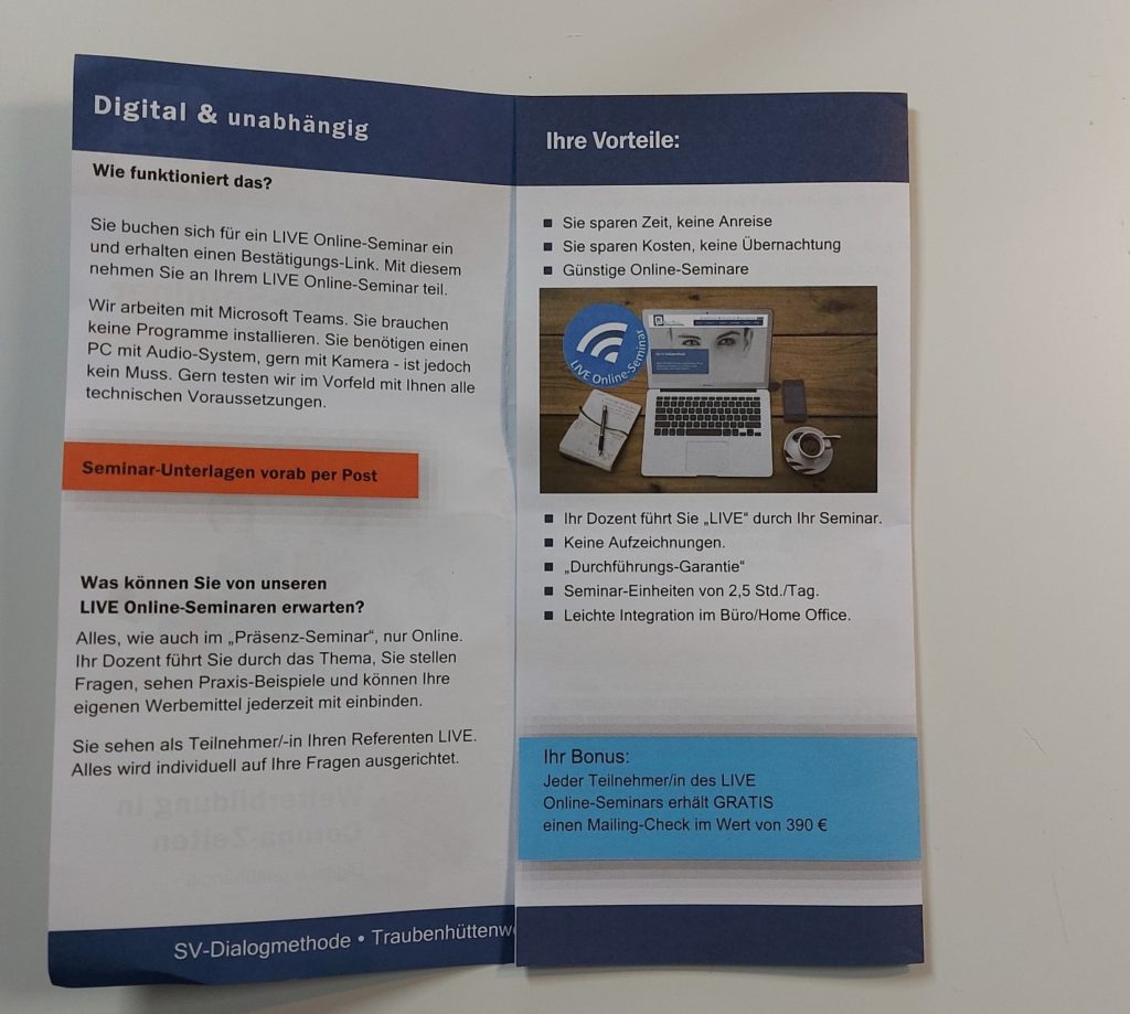 SV-Dialogmethode Flyer DIN Lang S2 und S5
